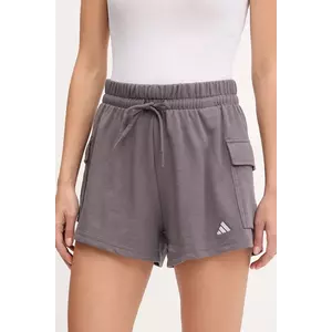 adidas pantaloni scurți Essentials culoarea violet, uni, high waist, JC5700 imagine