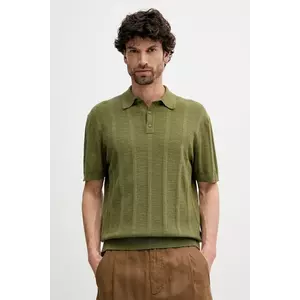 United Colors of Benetton tricou polo din in culoarea verde, uni, 115GK301G imagine