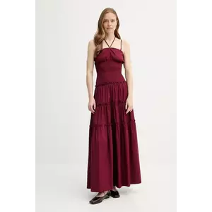 Alohas rochie din bumbac Masami culoarea bordo, maxi, evazată, R100867 imagine