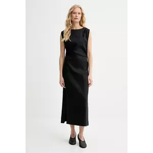 Marc O'Polo rochie din in culoarea negru, midi, evazată, 504095221087 imagine