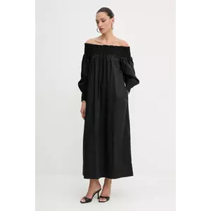 Luisa Spagnoli rochie din bumbac culoarea negru, midi, dreaptă, 541993 imagine
