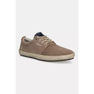 Pepe Jeans espadrile din piele întoarsă TOURIST WEST culoarea verde, PMS10336 imagine