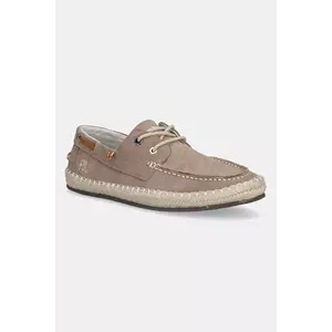 Pepe Jeans espadrile din piele întoarsă TOURIST DECK culoarea bej, PMS10335 imagine
