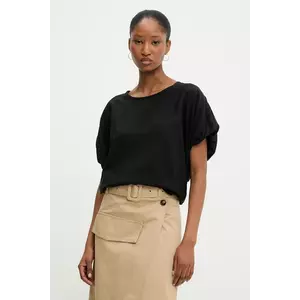 Answear Lab bluza din in culoarea negru, neted imagine