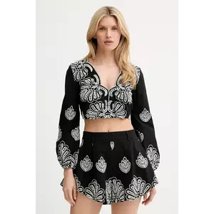 Answear Lab bluză și pantaloni scurți culoarea negru imagine