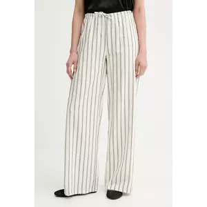 Answear Lab pantaloni culoarea bej, drept, high waist imagine