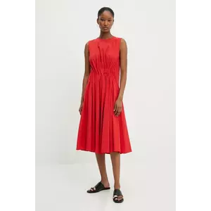 Answear Lab rochie din bumbac culoarea rosu, midi, evazată imagine