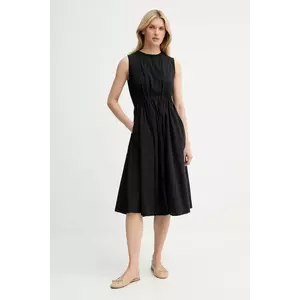 Answear Lab rochie din bumbac culoarea negru, midi, evazată imagine