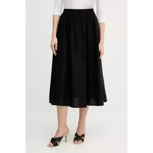 Barbour fustă din amestec de in Elsie culoarea negru, midi, evazată, LSK0122BK11 imagine