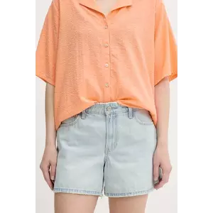 Hollister Co. pantaloni scurți din denim uni, high waist, KI349-5159 imagine