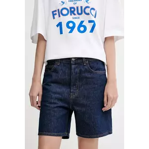 Fiorucci pantaloni scurți din denim Deep Blue Denim Shorts culoarea bleumarin, uni, high waist, W02SMDSH316DN01DN11 imagine