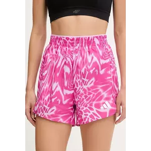 adidas Performance pantaloni scurți de antrenament Train Essentials culoarea roz, cu imprimeu, high waist, JE8692 imagine