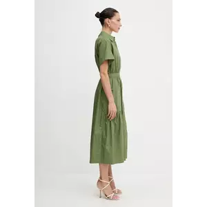 Luisa Spagnoli rochie din bumbac culoarea verde, midi, evazată, 541976 imagine