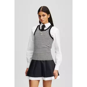 Karl Lagerfeld top din bumbac culoarea negru, A3W17079 imagine