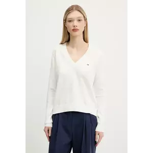 Tommy Jeans pulover de bumbac culoarea galben, light, DW0DW19888 imagine