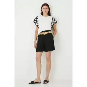 Medicine pantaloni scurti culoarea negru, neted, high waist imagine