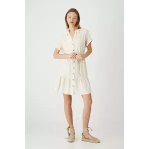 Medicine rochie din in culoarea bej, mini, evazată imagine