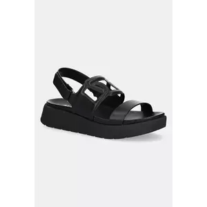 Aldo sandale de piele ONUVIA femei, culoarea negru, cu platforma, 13965198 imagine