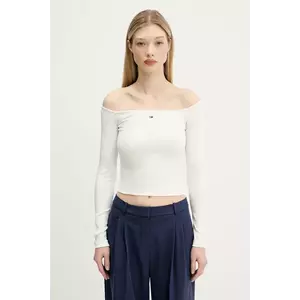 Tommy Jeans longsleeve culoarea bej, cold shoulder, DW0DW20919 imagine