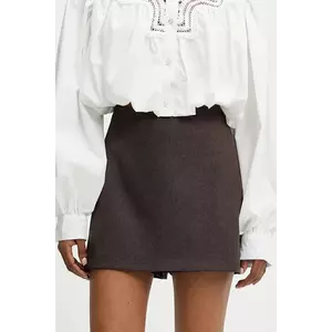 Answear Lab fustă pantaloni culoarea maro, melanj, high waist imagine