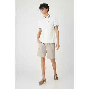 Medicine pantaloni scurti din in culoarea bej, melanj imagine