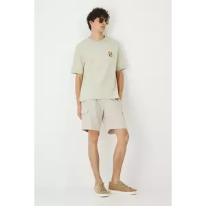 Medicine pantaloni scurti din in culoarea bej, melanj imagine