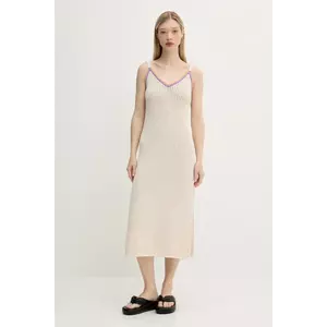 Rip Curl rochie din bumbac CALA VADELLA culoarea bej, midi, dreaptă, 06HWDR imagine