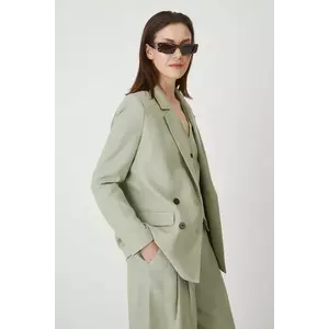 Medicine blazer din amestec de in culoarea verde, cu doua randuri de nasturi, neted imagine