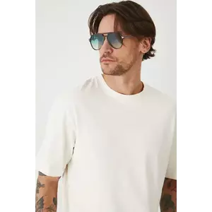 Medicine tricou din bumbac culoarea bej, neted imagine