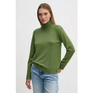United Colors of Benetton pulover din amestec de lana femei, culoarea verde, light, cu guler, 1035D2551 imagine
