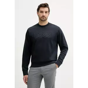 BOSS hanorac de bumbac culoarea bleumarin, cu imprimeu, 50543914 imagine