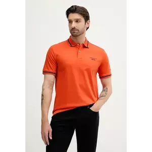 BOSS polo de bumbac culoarea portocaliu, cu imprimeu, 50543257 imagine