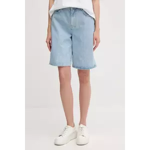 Sisley pantaloni scurți jeans uni, high waist, 4W9KL901L imagine