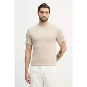 BOSS tricou din bumbac culoarea bej, neted imagine