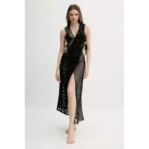Desigual rochie de plajă din bumbac MIXINGER DOUBLE AM culoarea negru, 25SAWA14 imagine