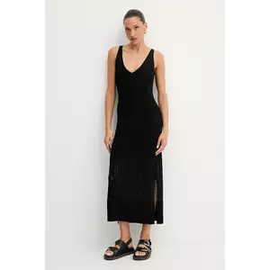 BOSS Orange rochie culoarea negru, maxi, mulată, 50535506 imagine
