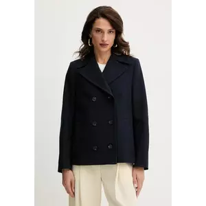 BOSS palton din bumbac culoarea bleumarin, de tranziție, cu două rânduri de nasturi, 50541523 imagine