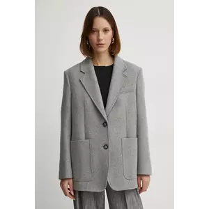 BOSS geaca de lana culoarea gri, oversize, melanj, 50530891 imagine