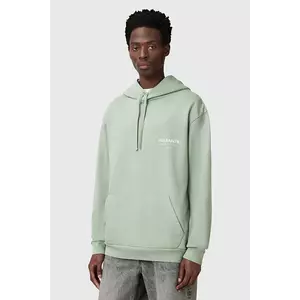 AllSaints hanorac de bumbac UNDERGROUND culoarea verde, cu glugă, cu imprimeu, M034NB imagine