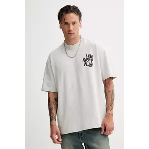 AllSaints tricou din bumbac ORLANDO culoarea gri, cu imprimeu, M066PC imagine