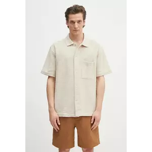 Norse Projects cămașă din bumbac Gustav Crochet Jersey Shirt culoarea bej, cu guler clasic, relaxed, N01.0683.2064 imagine