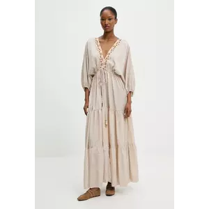Answear Lab rochie culoarea bej, maxi, evazată imagine