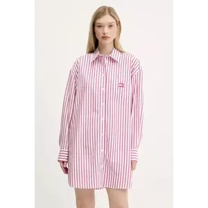 Tommy Jeans rochie din bumbac culoarea roz, mini, oversize, DW0DW21122 imagine