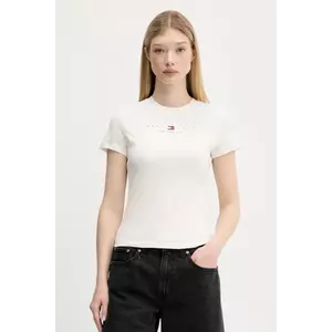 Tommy Jeans tricou din bumbac culoarea bej, DW0DW21422 imagine