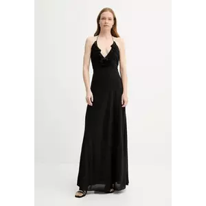 The Kooples rochie din amestec de matase culoarea negru, maxi, evazați, FROB30034K imagine