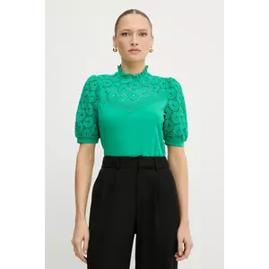 Morgan bluză din bumbac culoarea verde, uni, DULIE imagine