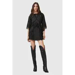 AllSaints rochie din bumbac LUCI culoarea negru, mini, drept, W138DC imagine