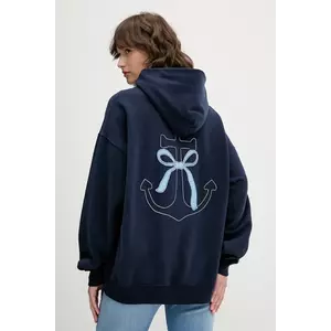 Hollister Co. bluză culoarea bleumarin, cu glugă, cu imprimeu, KI352-5136 imagine