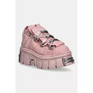 New Rock sneakers din piele întoarsă Nobuk Rosa, Tower Rosa C73 E14 Acero culoarea roz, M-106-C158 imagine