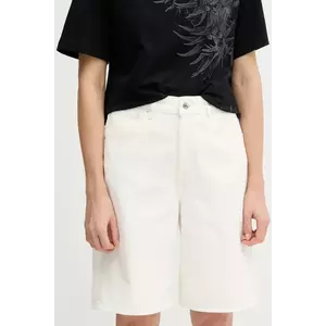 Sisley pantaloni scurți jeans culoarea bej, uni, high waist, 4W9KL901L imagine